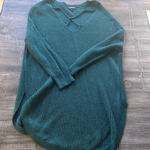 Emerald Green Cross Neck Sweater